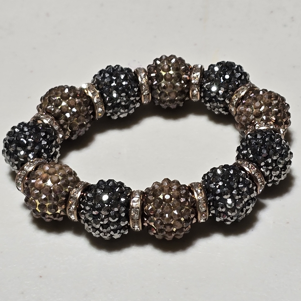 Vtg Mixed Metal Glitter Ball Stretchy Bracelet Lot 4